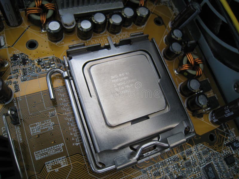 Central Processor Unit in Socket Close view stock photos