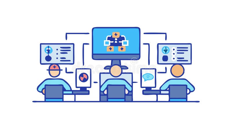 Centralized Command Center with Multiple Operators, vector design Generative AI vector illustration