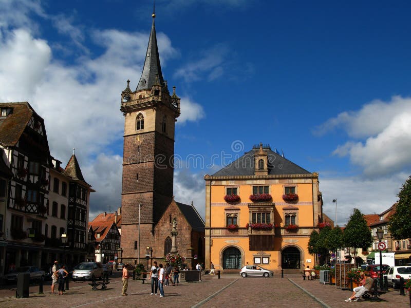 Centre de ville d'Obernai, Alsace, France photo stock Centre de ville d'Obernai, Alsace, France photo stock