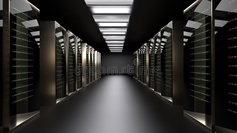 Centro dati della stanza del server rappresentazione 3d immagini stock libere da diritti