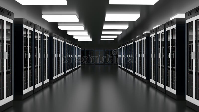 Centro de datos del sitio del servidor Racimo del hardware de Datacenter De reserva, recibiendo, unidad central, estante de la gr libre illustration