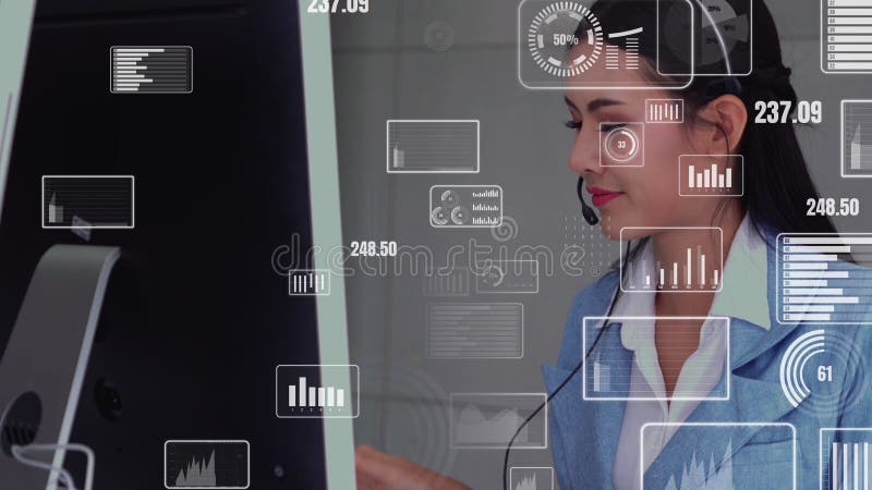 Centrul de apel pentru asistență pentru clienți furnizează date în vederea conceptuală vector illustration