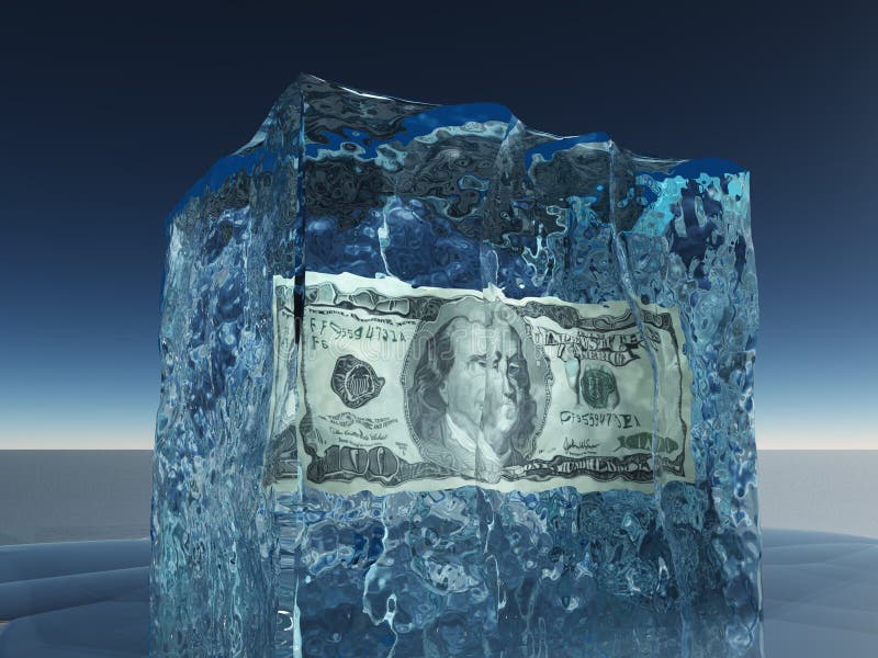 Cents billets d'un dollar en glace illustration stock Cents billets d'un dollar en glace illustration stock