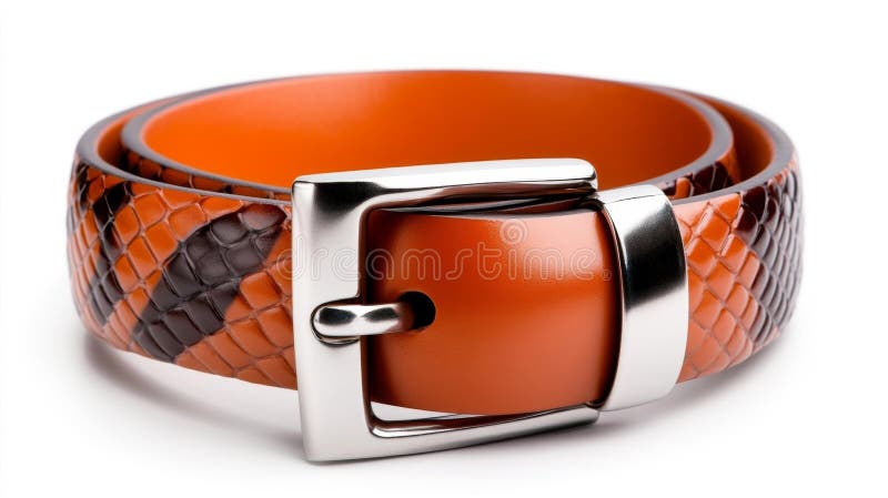 Centura Luxuriantă Designer cu Model Snakeskin și Cataramă Argintie Lustruită pe Fond Alb vector illustration