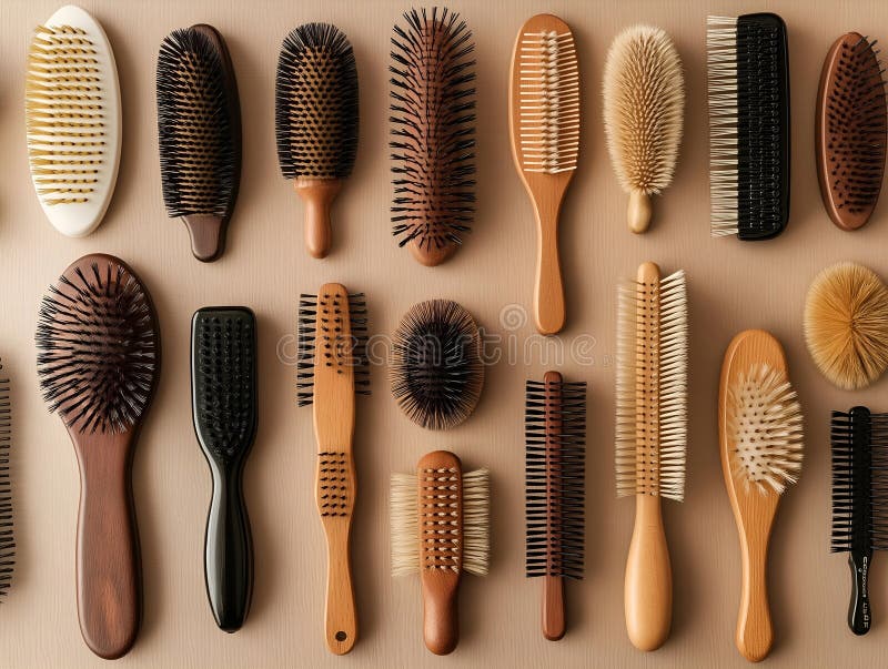 Cepillos de pelo cepillos de madera colección herramientas de belleza herramientas de captación libre illustration