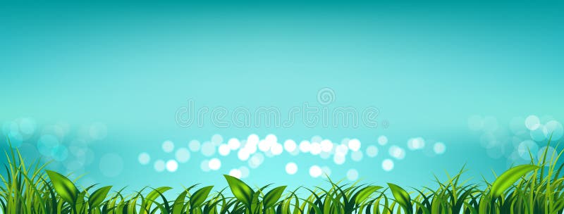 Cer cu iarbă verde proaspătă și cu lumină în ambele părți ale mării pentru primăvara sau vara royalty free illustration