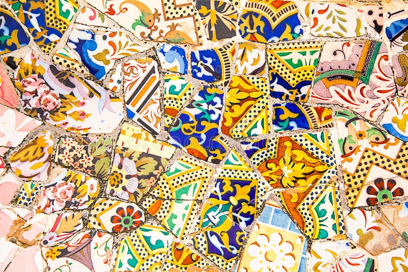Ceramic Art in Park Guell in Barcelona, Spain Stock Photo Image of