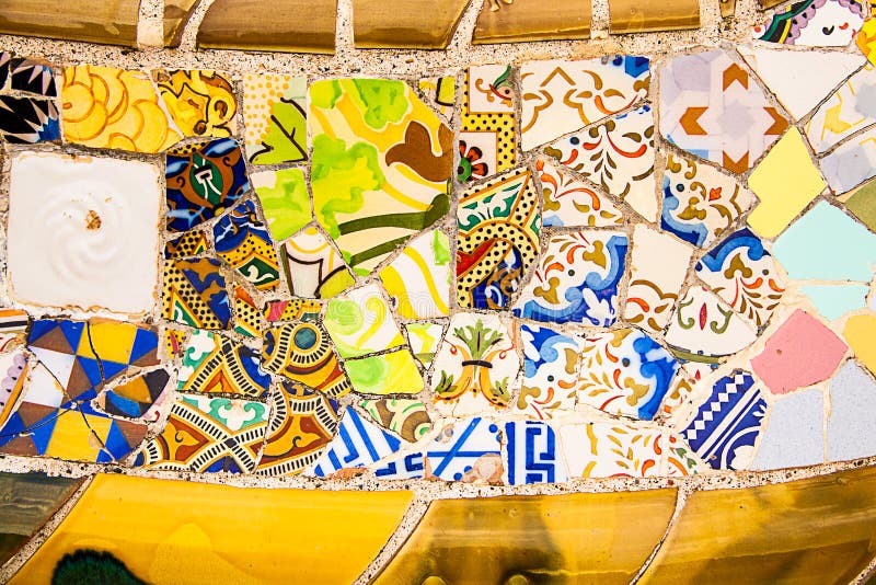 Ceramic Art in Park Guell in Barcelona, Spain Stock Photo Image of