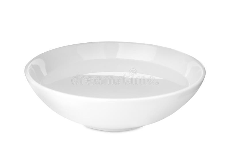 Ceramic Bowl Full of Water Isolated on White Stock Photo Image of