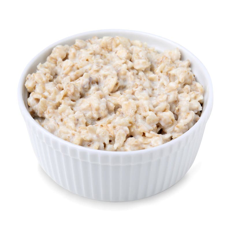 Ceramic Bowl with Oatmeal Isolated on White Stock Photo Image of