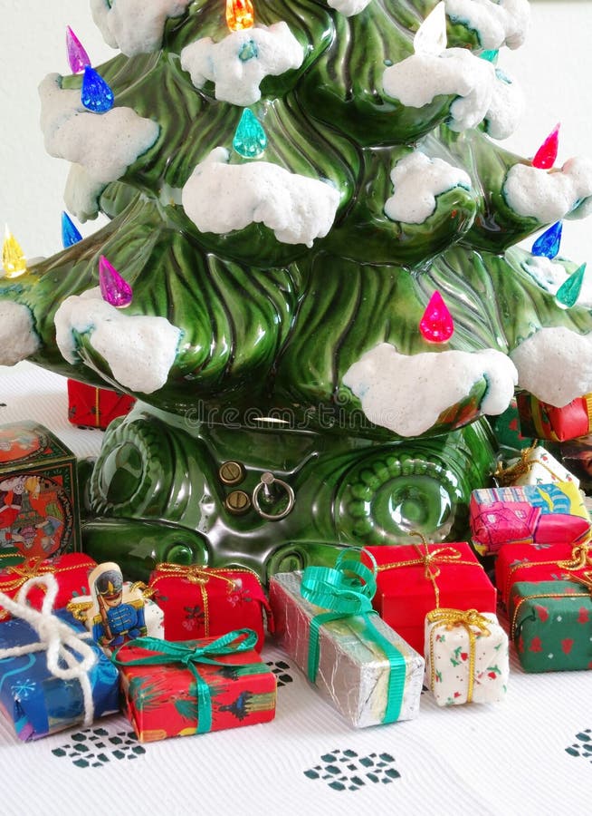 Ceramic Christmas Tree & Gifts Stock Image Image of holiday