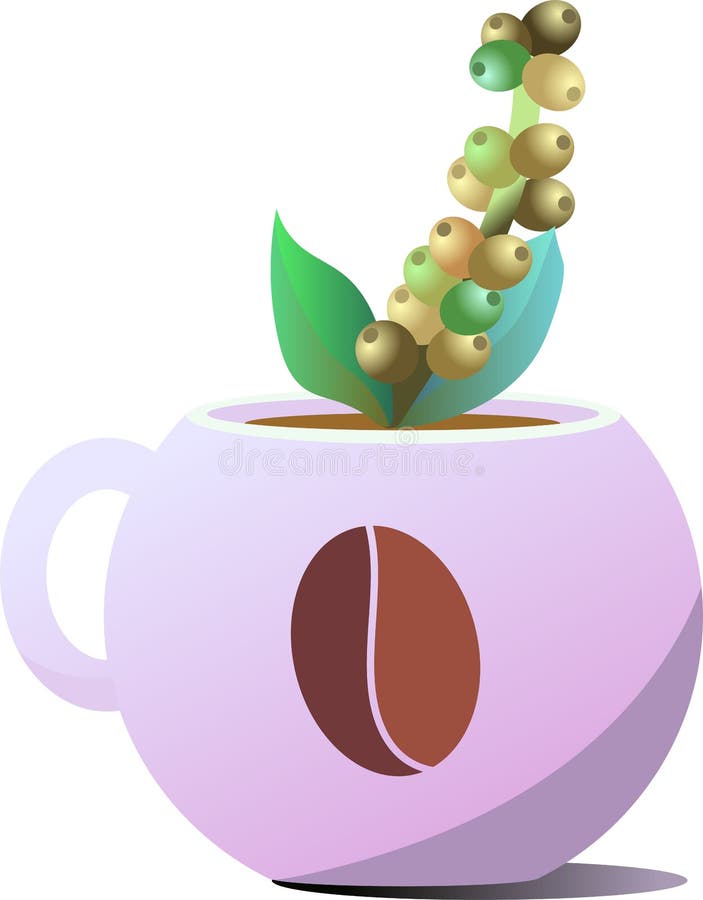 Ceramic Coffee Cup. Drawing in the Form of Coffee Beans Stock Vector