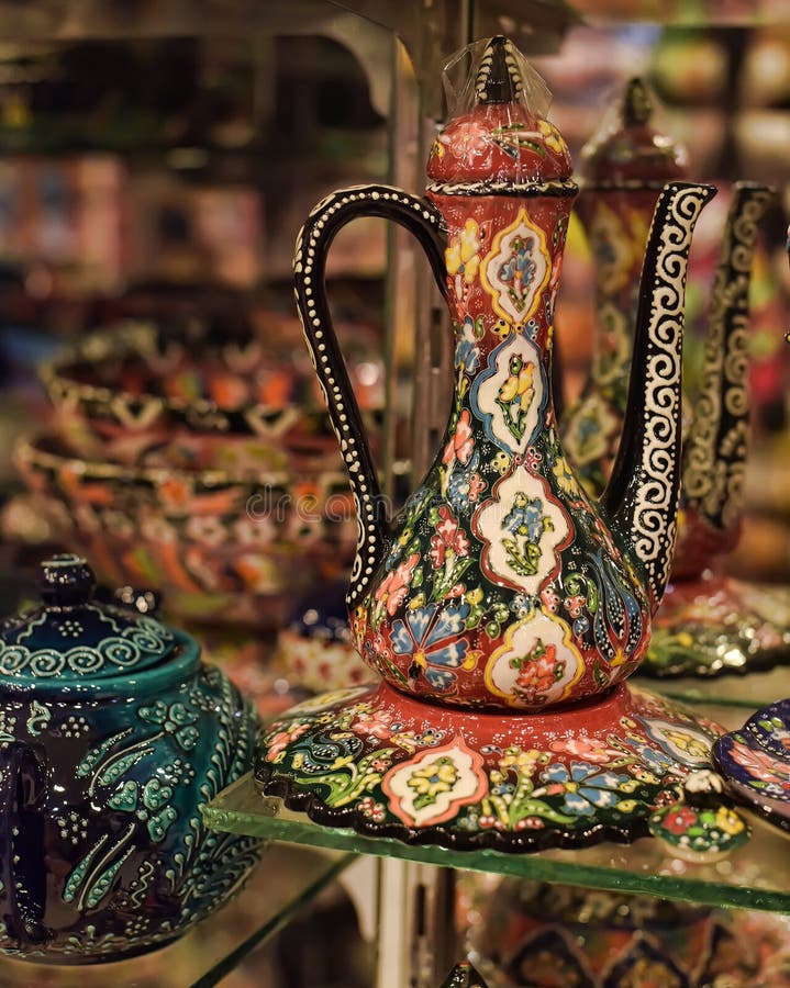 Ceramic coffee pot stock photo. Image of handmade, background 60165330