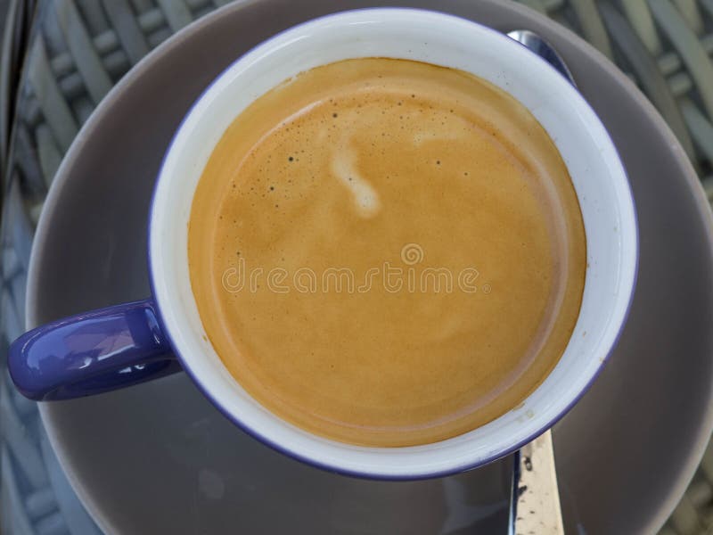 Ceramic Cup of Black Coffee on Table, Top View Stock Image Image of