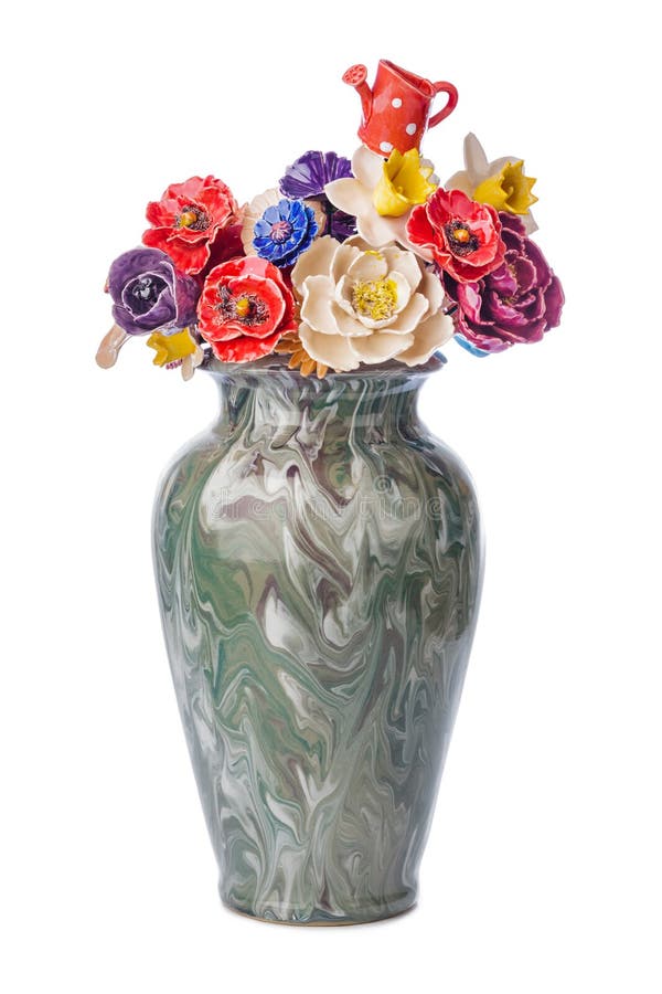 Ceramic decorative flowers bouquet in vase