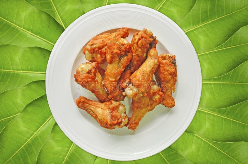 Ceramic Dish of Fried Chicken Drumstick for Dinner Stock Image Image