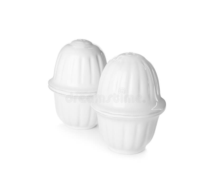 Ceramic Egg Cups with Lids on White Background Stock Image Image of
