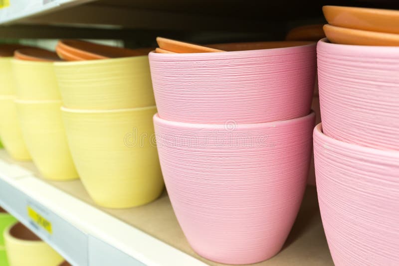 Ceramic Flower Pots at the Shop Stock Image Image of pattern