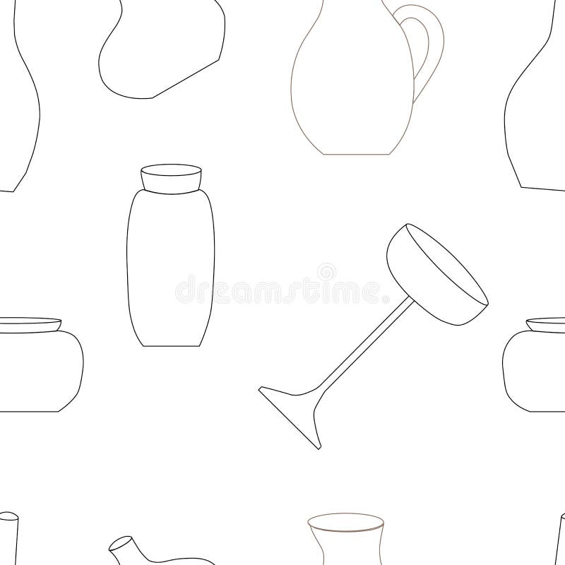 Ceramic jugs vessels for wine set of isolated items graphic texture for gift paper ilustração do vetor Ceramic jugs vessels for wine set of isolated items graphic texture for gift paper ilustração do vetor