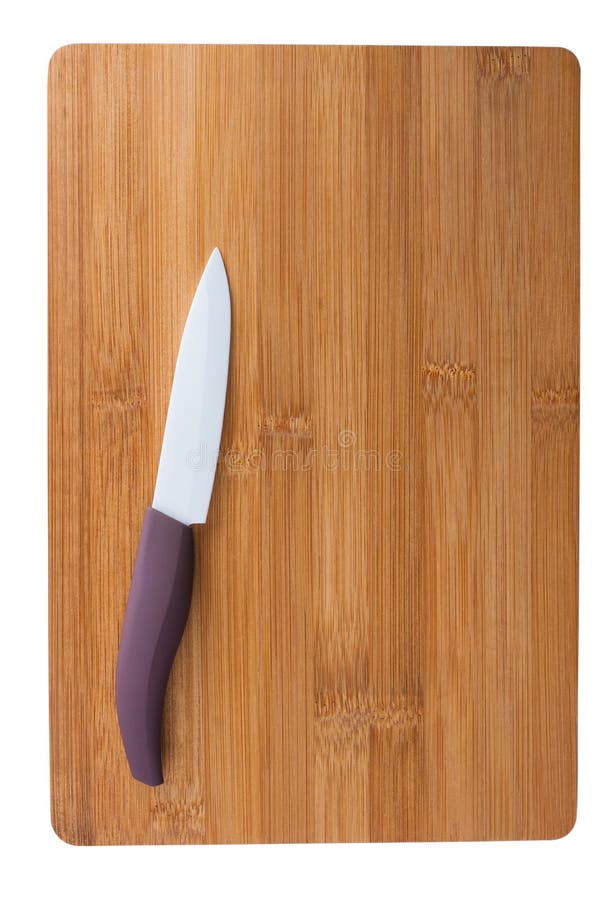Ceramic Knife with a Purple Pen on Cutting Board. Stock Image Image