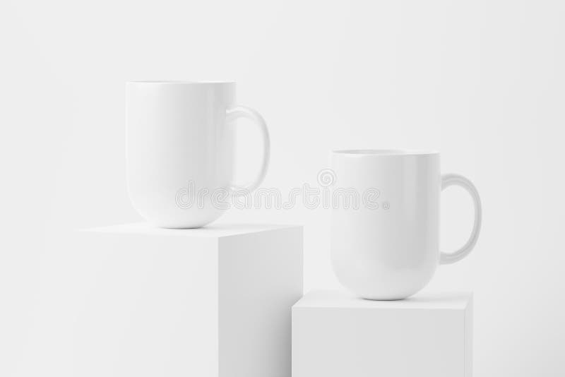 Ceramic Mug Cup for Coffee Tea White Blank 3D Rendering Mockup Stock