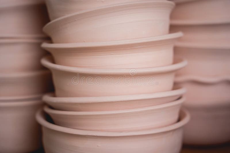 Ceramic Plates on the Table at the Stock Photo Image of