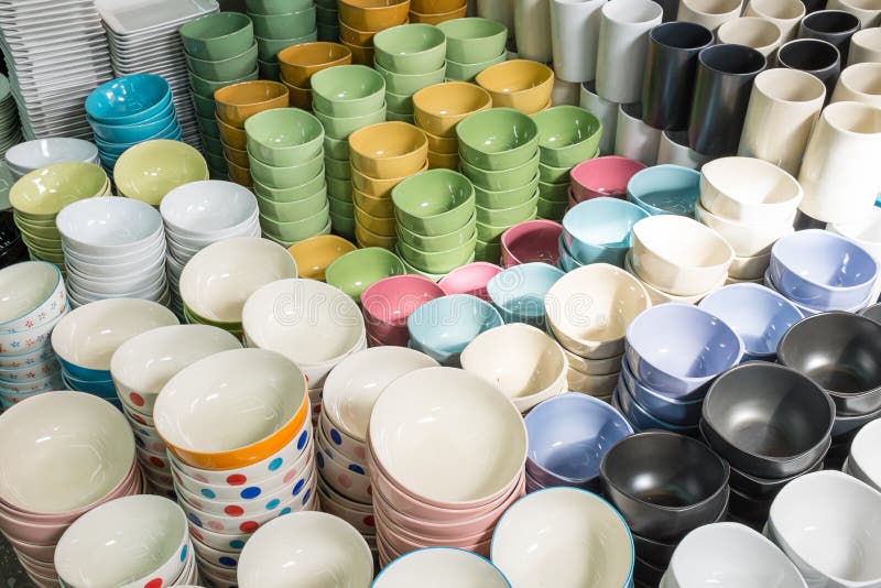 Ceramic Tableware in the Jatujak Weekend Market, Thailand. Stock Image