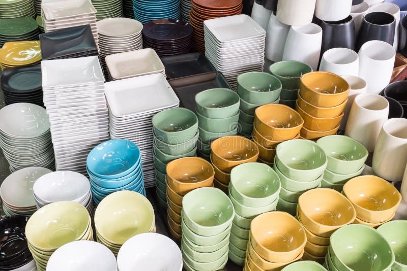 Ceramic Tableware in the Jatujak Weekend Market, Thailand. Stock Image