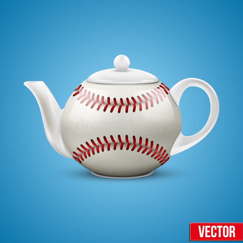 Ceramic Teapot in Baseball Ball Style. Vector Stock Vector