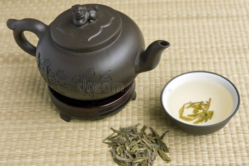 Ceramic Teapot with Green Tea Stock Image Image of health, ceramic 25473961