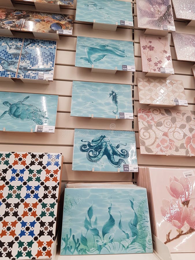 Ceramic Tile for the Bathroom in the Hardware Store Editorial Stock Image Image of material
