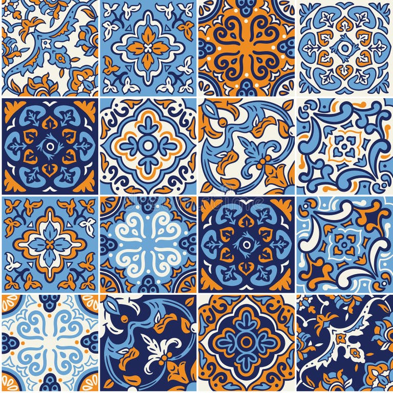Blue Orange Spanish Tile Pattern Stock Illustrations – 1,647 Blue Orange Spanish Tile Pattern ...