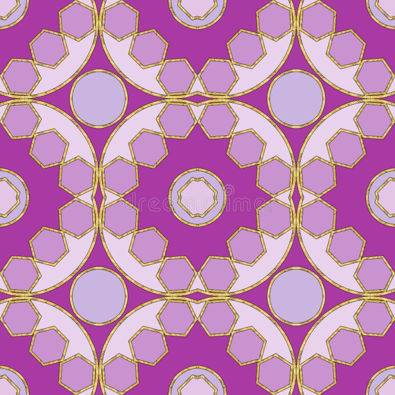 Ceramic tile pattern. Modern ornament. Geometric seamless pattern. Illustration in stained glass style. Geometric openwork. Art vector illustration