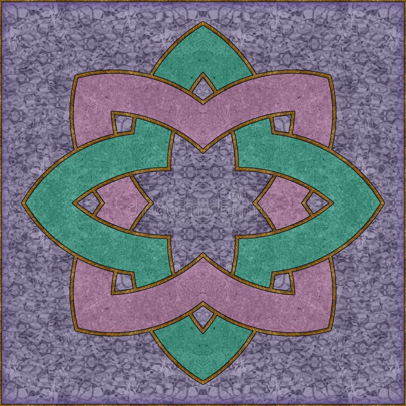 Ceramic tile pattern. Modern ornament. Geometric seamless pattern. Illustration in stained glass style. Geometric openwork. Art stock illustration