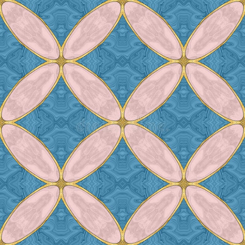 Ceramic tile pattern. Modern ornament. Geometric seamless pattern. Illustration in stained glass style. Geometric openwork. Art stock illustration