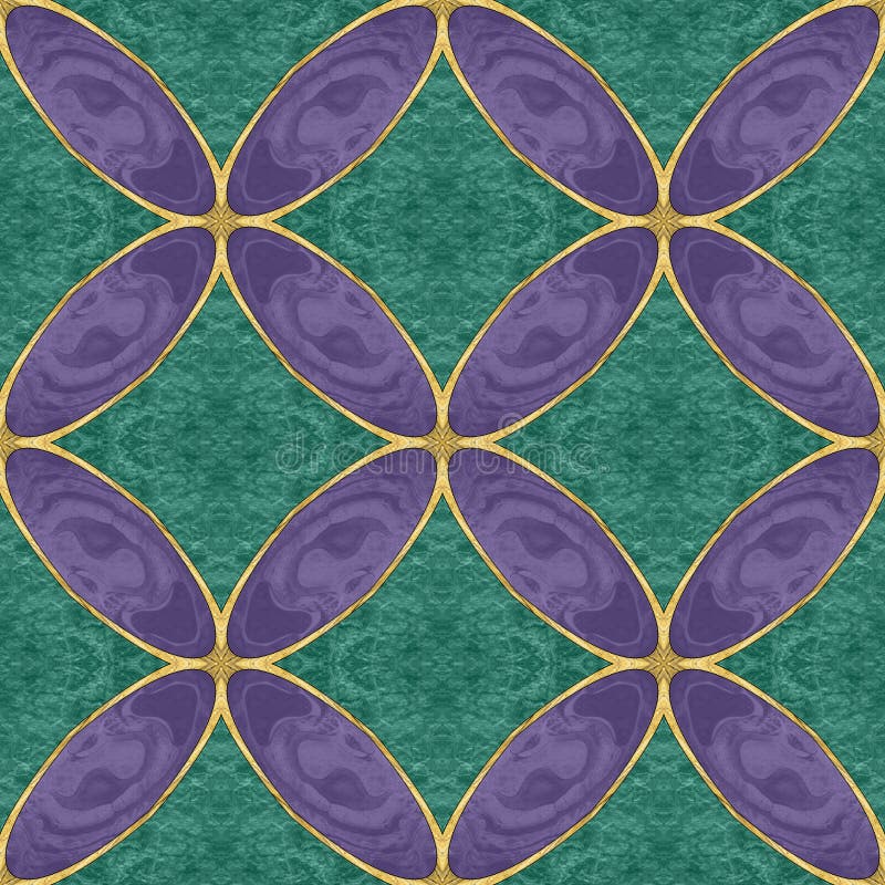 Ceramic tile pattern. Modern ornament. Geometric seamless pattern. Illustration in stained glass style. Geometric openwork. Art stock illustration