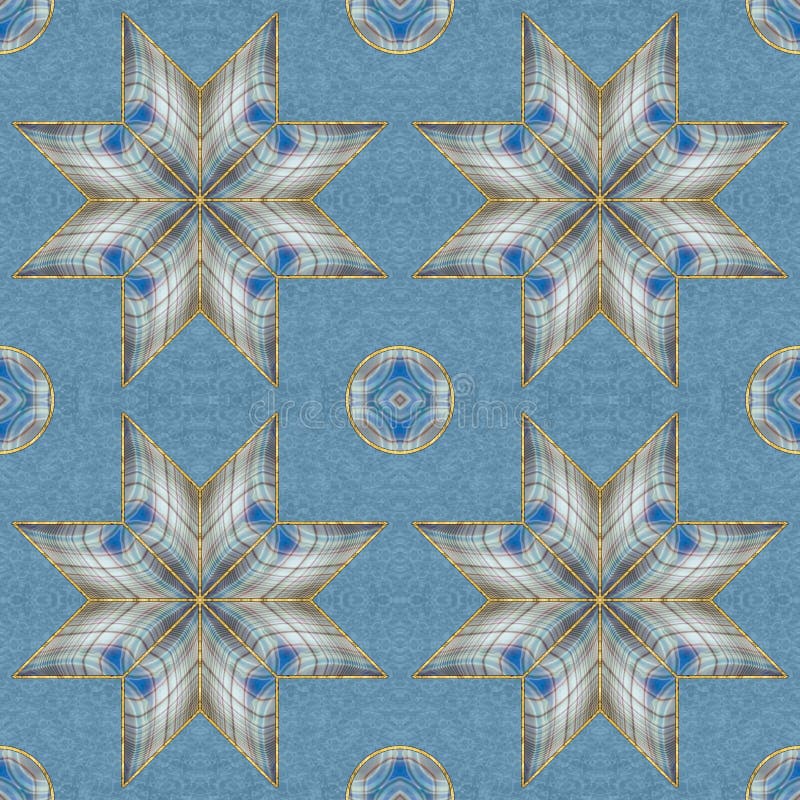 Ceramic tile pattern. Modern ornament. Geometric seamless pattern. Illustration in stained glass style. Geometric openwork. Art stock illustration