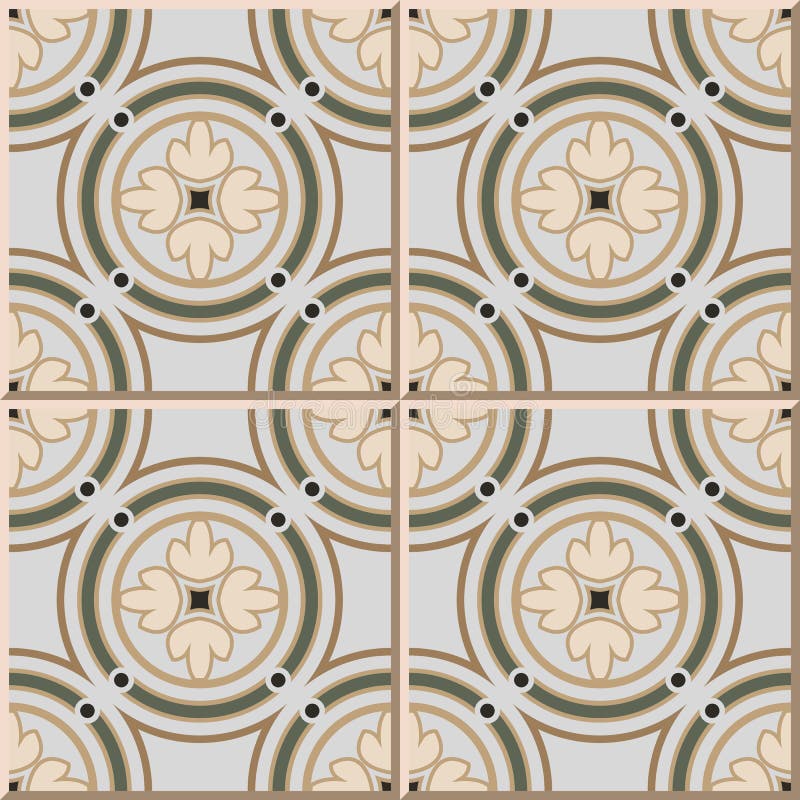 ceramic tile pattern 364 vintage round circle frame cross flower