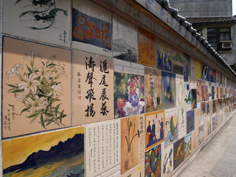 Ceramic tiles paint art or wall art at taiwan. stock photos Ceramic tiles paint art or wall art at taiwan. stock photos