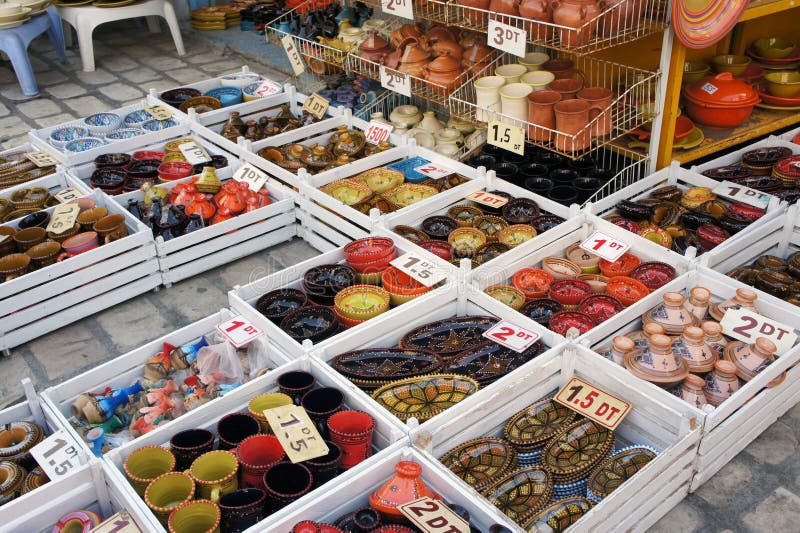 Ceramics in the market stock image. Image of group, bowl 35087159