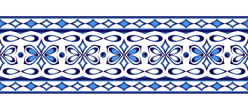 Ceramicznej płytki granicy wzór Islamscy, indyjscy, arabscy motywy, Adamaszkowy rabatowy bezszwowy wzór Porcelany etniczny artyst ilustracji