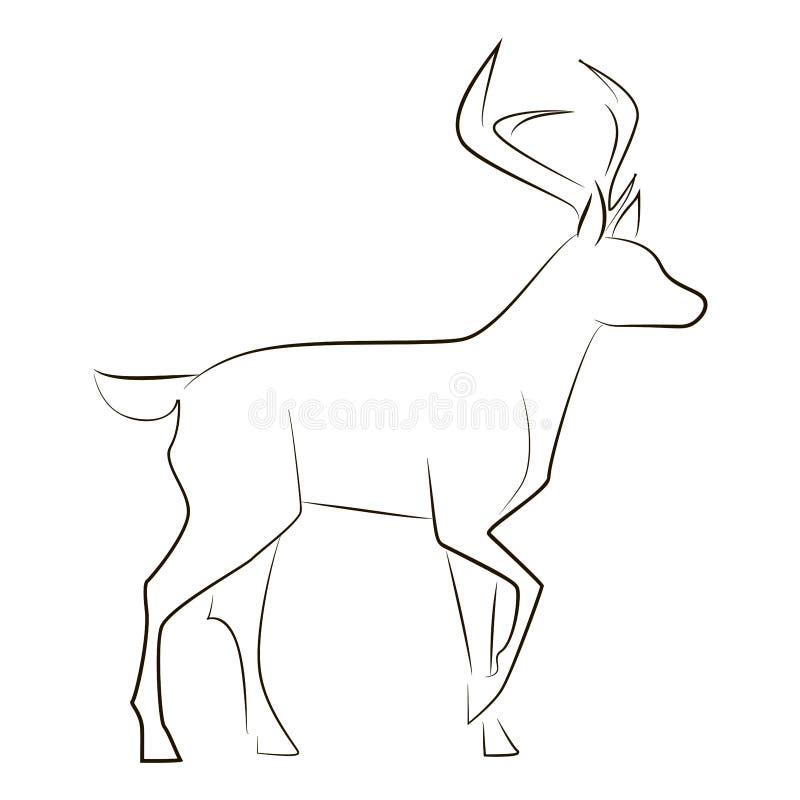 Cerb linie neagră în picioare vector illustration