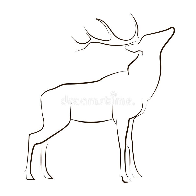 Cerb linie neagră în picioare pe fond alb vector illustration