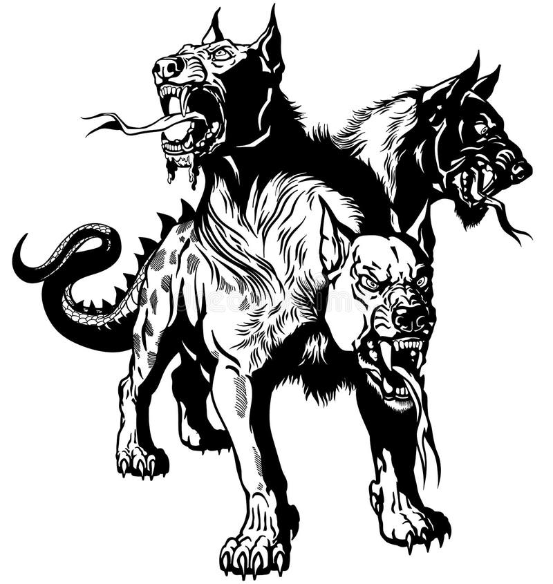 Cerberus Hell hound Black and white