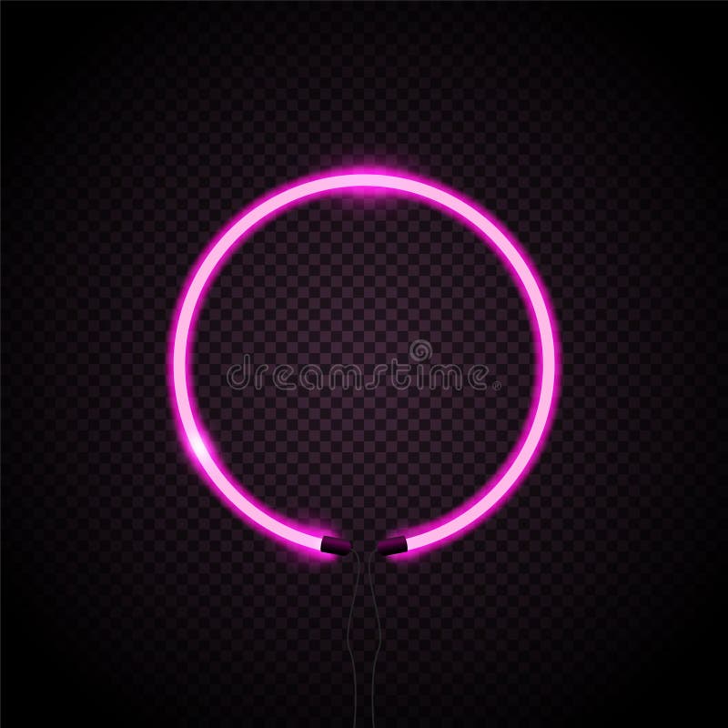 Cerc neon cu efect de lumină purpurie pe fond întunecat vector illustration
