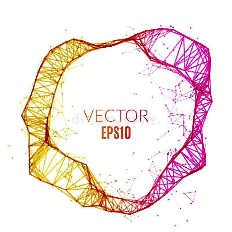 Cerc poligonal cu tehnologie abstractă. concept de rețea futuristă. banner creativ stock illustration