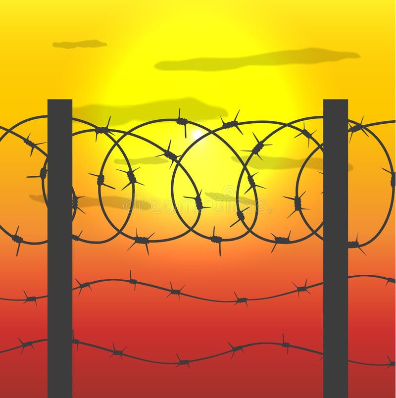 Cerca com arame farpado ilustração stock