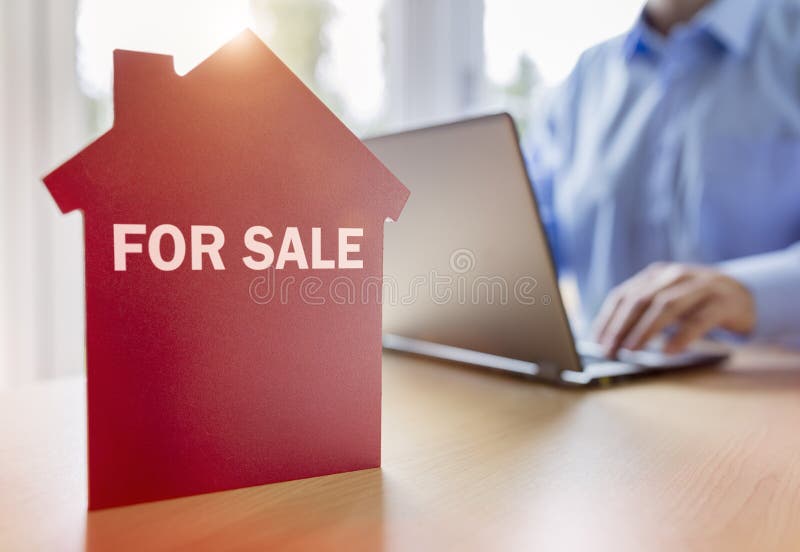 Cercando Internet il bene immobile o la nuova casa fotografie stock libere da diritti Cercando Internet il bene immobile o la nuova casa fotografie stock libere da diritti