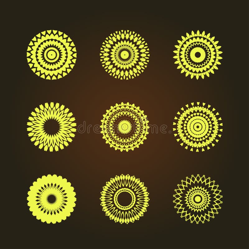 Cerchi astratti stabiliti del modello con la foglia e l'isolato floreale di stile di arte dell'Asia di concetto su fondo, sul vet illustrazione di stock Cerchi astratti stabiliti del modello con la foglia e l'isolato floreale di stile di arte dell'Asia di concetto su fondo, sul vet illustrazione di stock