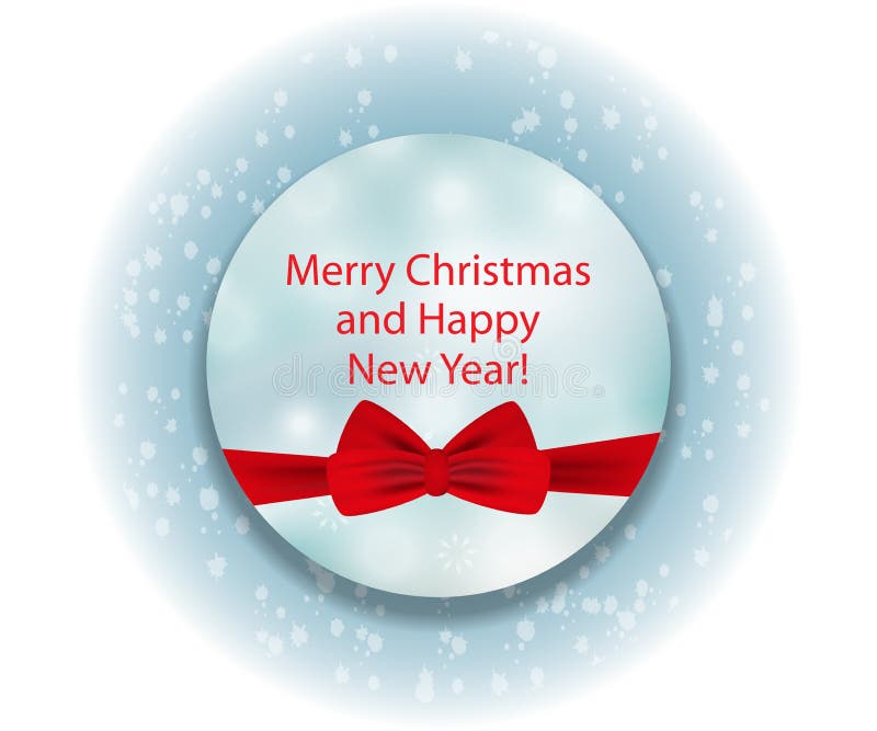 Cerchio blu decorativo elegante con l'arco rosso per il Natale ed il Ne illustrazione di stock Cerchio blu decorativo elegante con l'arco rosso per il Natale ed il Ne illustrazione di stock